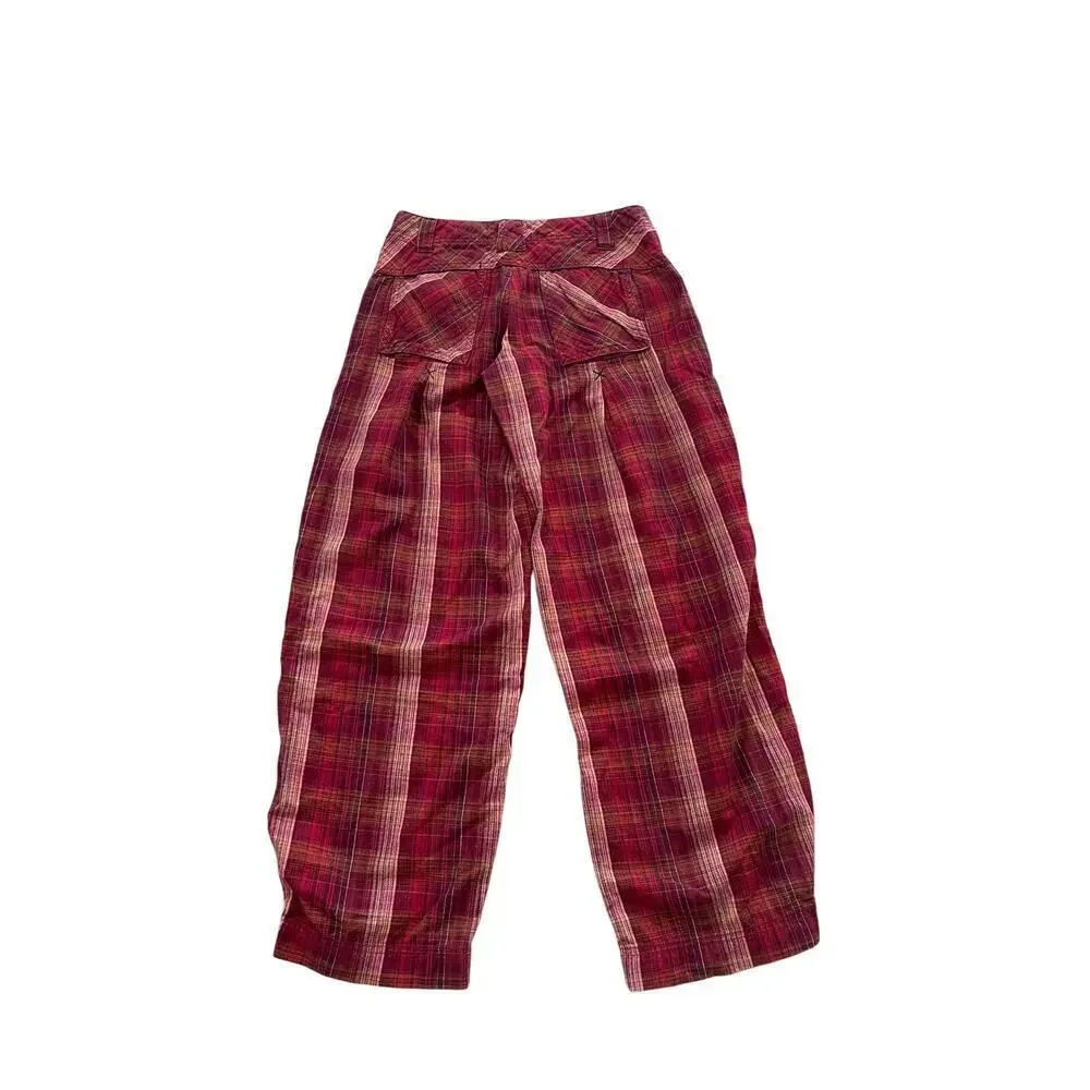 Free People Birch Plaid Wide Leg Pants Size 0 - Picture 4 of 6